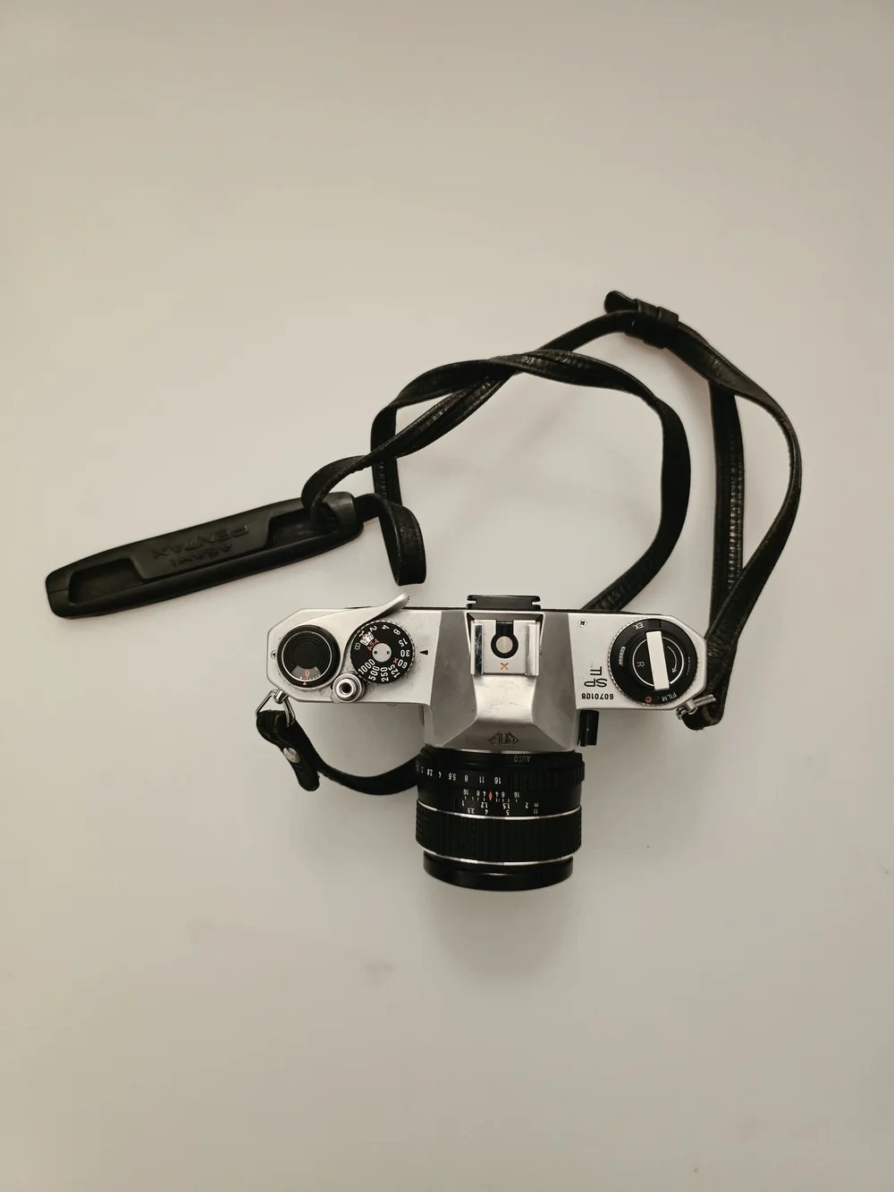 Asahi Pentax Spotmatic F 35mm Film Camera with Black Telephoto Lens